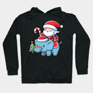 Cute Santa Claus on elephant Hoodie